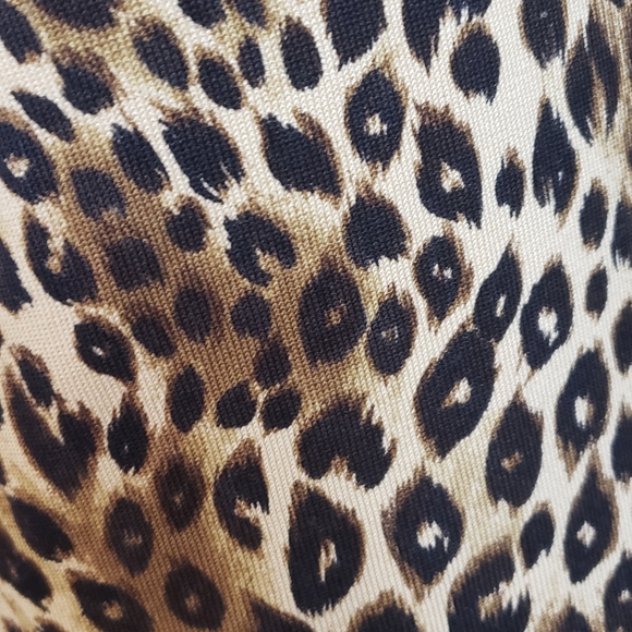 Silk Blend Womens Medium Knit Top Leopard Animal Print 3/4 Sleeve Lace Up Detail - Picture 6 of 7